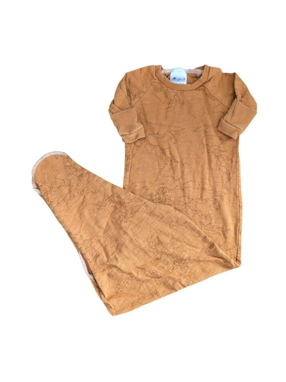 Bear & Roo Orange Map Knotted Gown‎ 3-6m